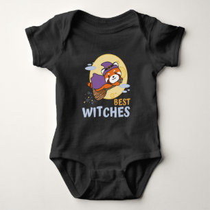 Red Panda Halloween Kids Witches Best Witches Baby Bodysuit