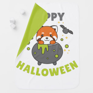 Red Panda Happy Halloween Cauldron Bat Baby Blanke Blanket