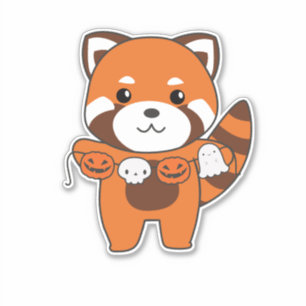 Red Panda Happy Halloween Pumpkin Costume Sticker