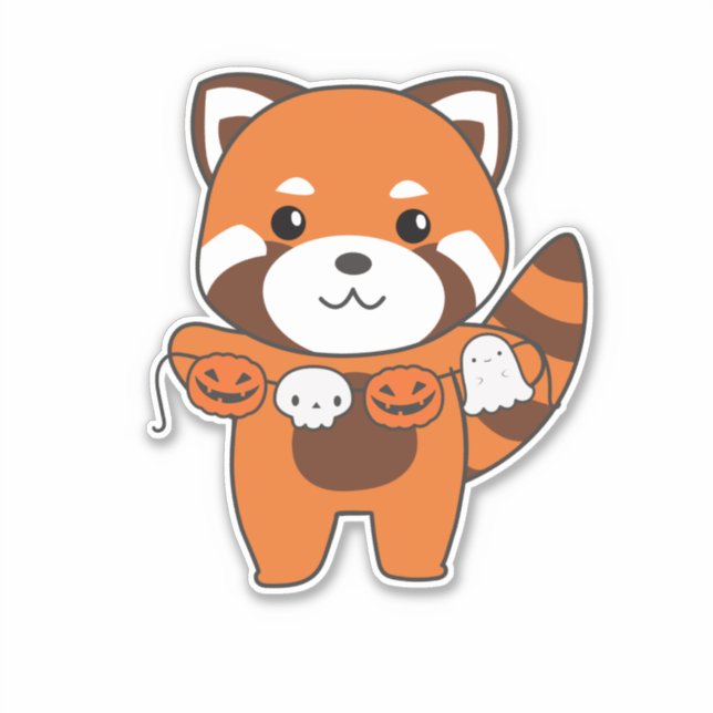 Red Panda Happy Halloween Pumpkin Costume Sticker (Front)