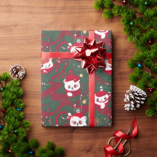 Red Panda Haven _ Abstract Christmas Red Panda Wrapping Paper