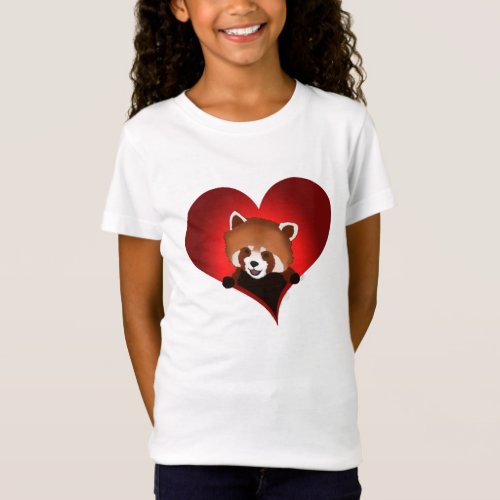 Red panda heart for kids T_Shirt