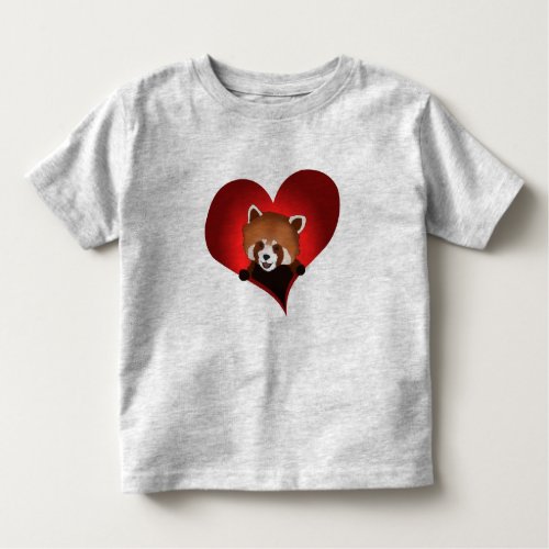 Red panda heart for kids toddler t_shirt