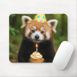 Red Panda Holding a Birthday Cupcake Mouse Pad