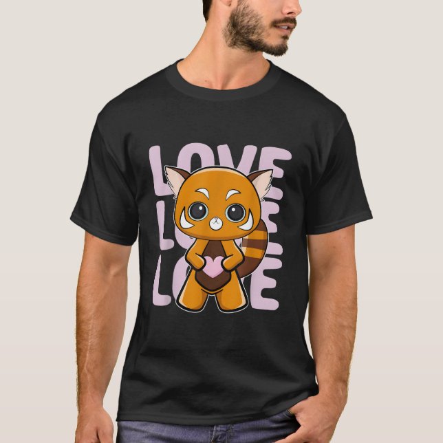 Red Panda Holding He Mothers Day T-Shirt (Front)