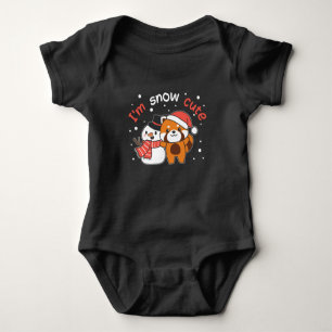 Red Panda I'm Snow Cute Snowman Snow Pun Baby Bodysuit