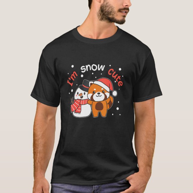 Red Panda I'm Snow Cute Snowman Snow Pun T-Shirt (Front)