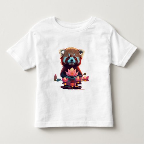 Red panda in a lotus pond toddler t_shirt