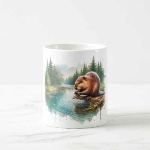 Red Panda in Bamboo Forest _ Watercolor Coffee Mug