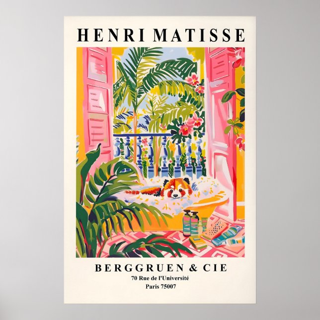 Red panda in bathtub funny poster, Matisse print (Front)