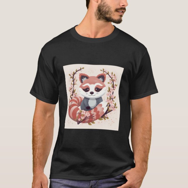 Red Panda In Cherry Blossom Garden Perfect Springt T-Shirt (Front)