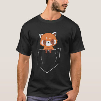 Red Panda In Pocket Animal In Pocket T-Shirt