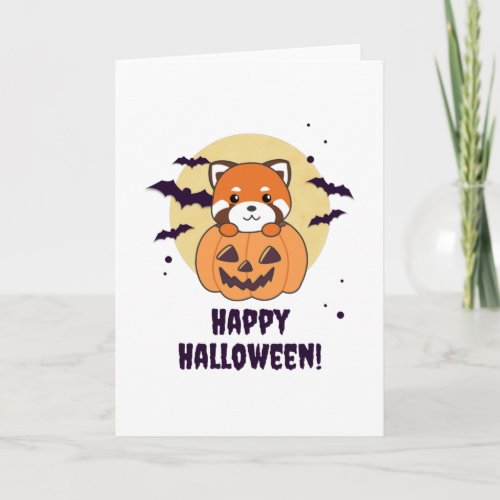 Red Panda In Pumpkin Cute Pandas Happy Halloween Card