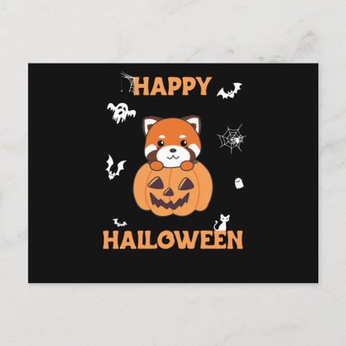 Red Panda In Pumpkin Cute Pandas Happy Halloween Postcard