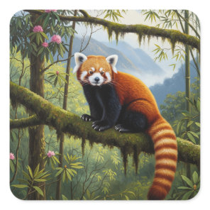 Red Panda in Singalila National Park Travel Square Sticker