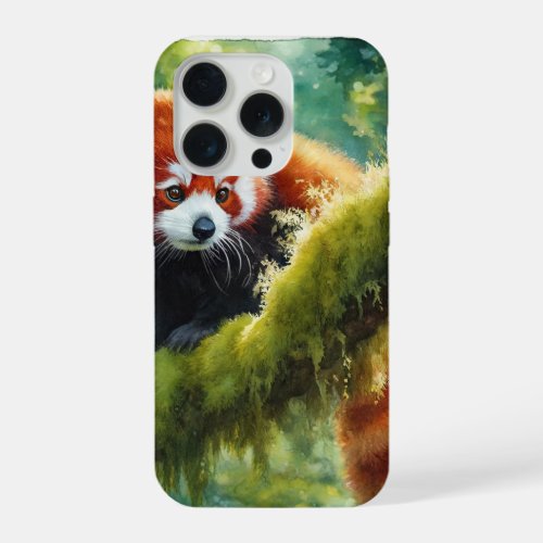 Red Panda in the Forest REF98 _ Watercolor iPhone 15 Pro Case