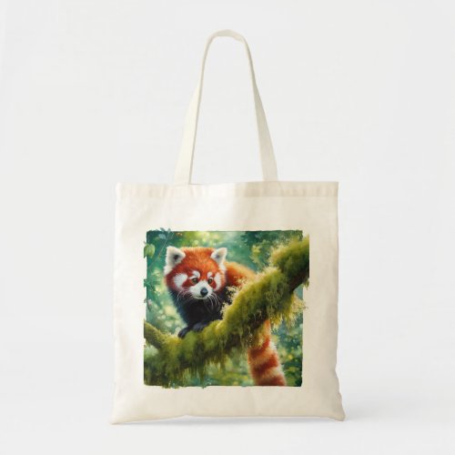 Red Panda in the Forest REF98 _ Watercolor Tote Bag