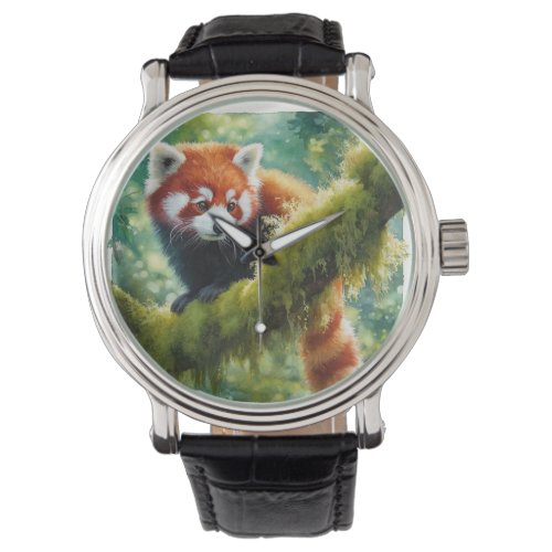 Red Panda in the Forest REF98 _ Watercolor Watch