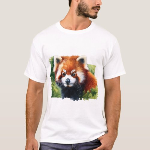 Red Panda in the Wild _ Watercolor T_Shirt