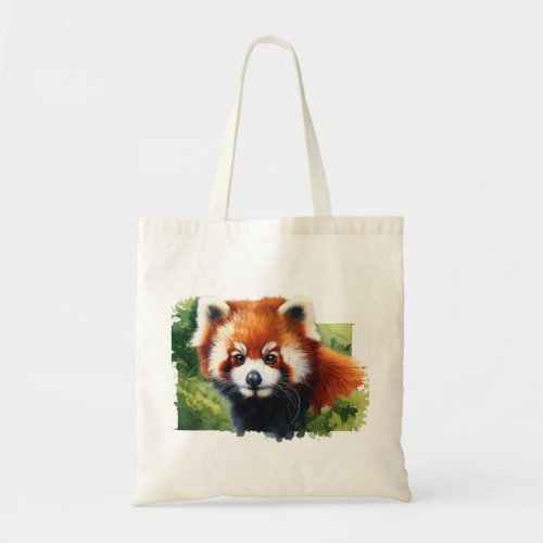Red Panda in the Wild _ Watercolor Tote Bag