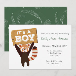Red Panda Jungle Baby Shower Invitation