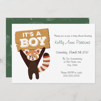 Red Panda Jungle Baby Shower Invitation by LaurEvansDesign at Zazzle