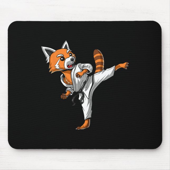 Red Panda Karate Ninja Martial Arts Kickboxing Tae Mouse Pad (Front)