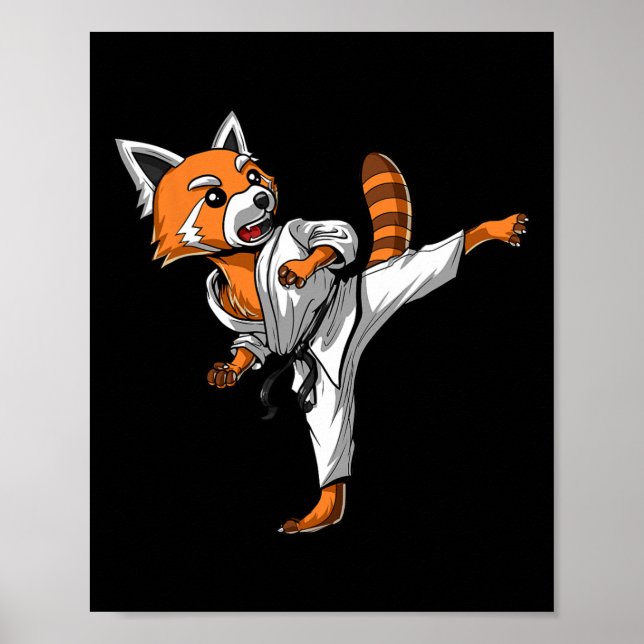 Red Panda Karate Ninja Martial Arts Kickboxing Tae Poster (Front)