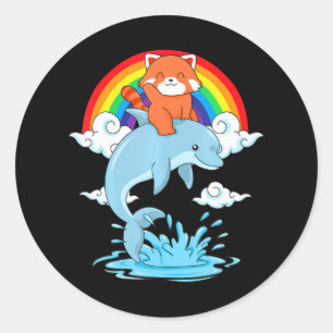 Red Panda Kawaii Red Panda Dolphin Red Panda Classic Round Sticker
