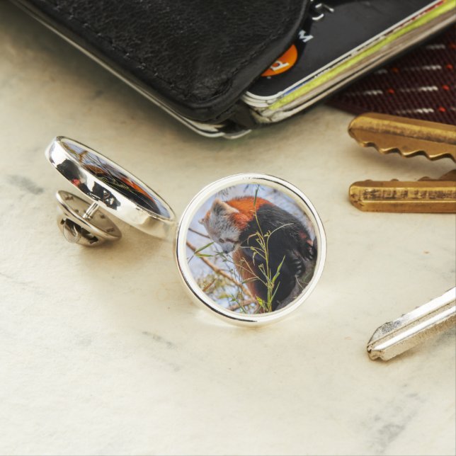 Red panda lapel pin (In Situ)