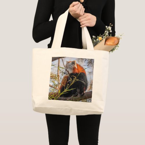 Red panda large tote bag