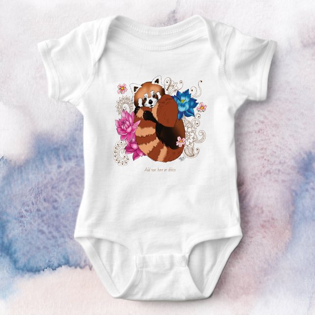 Red Panda Lotus Flower Henna Baby Bodysuit (Creator Uploaded)