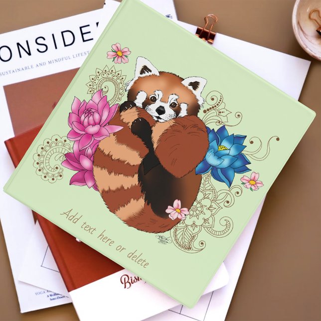 Red Panda Lotus Flowers Henna 3 Ring Binder (Creator Uploaded)