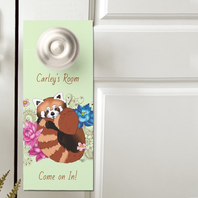 Red Panda Lotus Flowers Henna Door Hanger (Creator Uploaded)