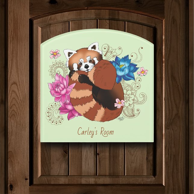 Red Panda Lotus Flowers Henna Door Sign (Creator Uploaded)