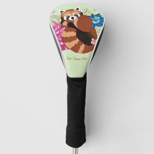 Red Panda Lotus Flowers Henna Golf Head Cover