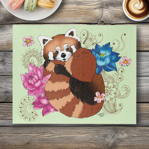 Red Panda Lotus Flowers Henna Jigsaw Puzzle