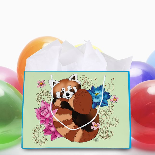 Red Panda Lotus Flowers Henna Large Gift Bag (Creator Uploaded)