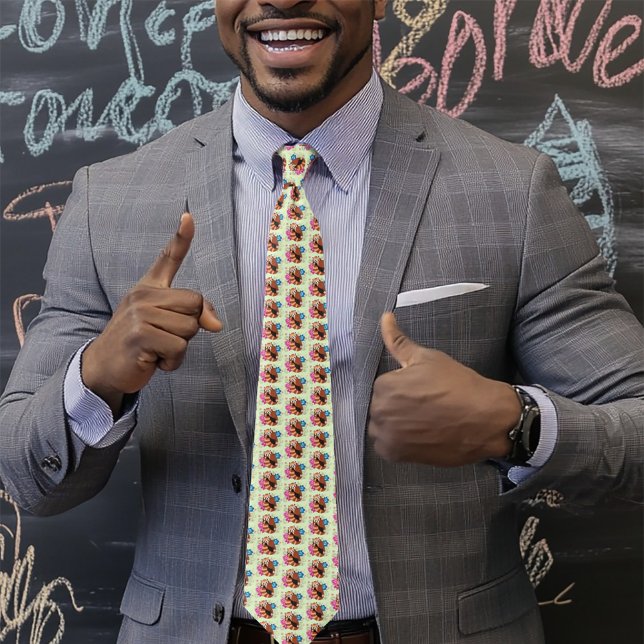 Red Panda Lotus Flowers Henna Neck Tie (Creator Uploaded)