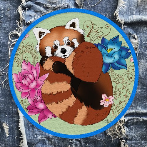 Red Panda Lotus Flowers Henna Patch