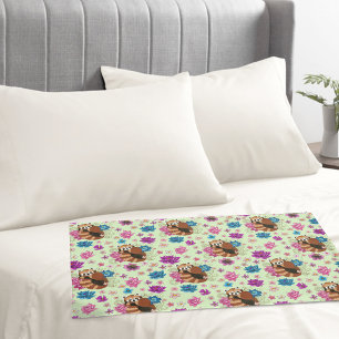 Red Panda Lotus Flowers Henna Pillow Case