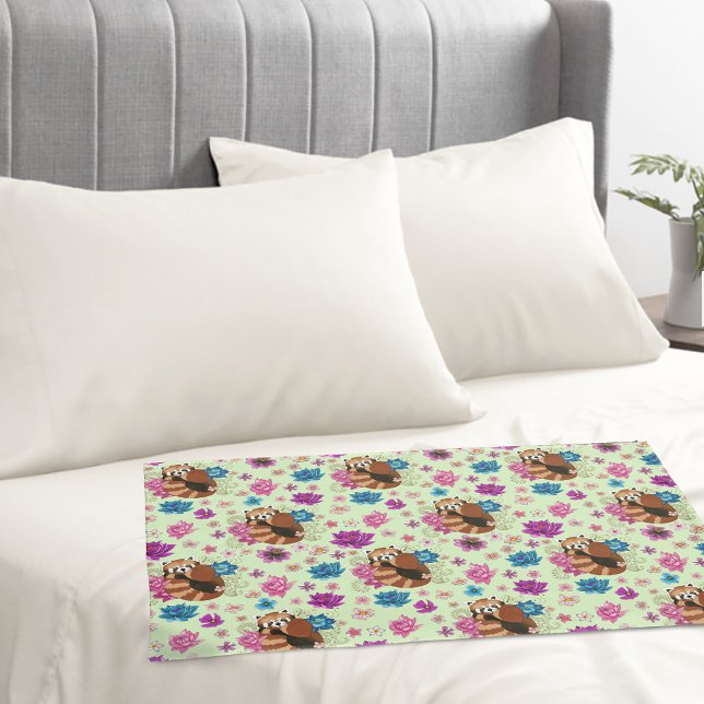 Red Panda Lotus Flowers Henna Pillow Case (Creator Uploaded)