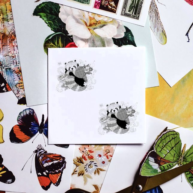 Red Panda Lotus Flowers Henna Rubber Stamp (Creator Uploaded)