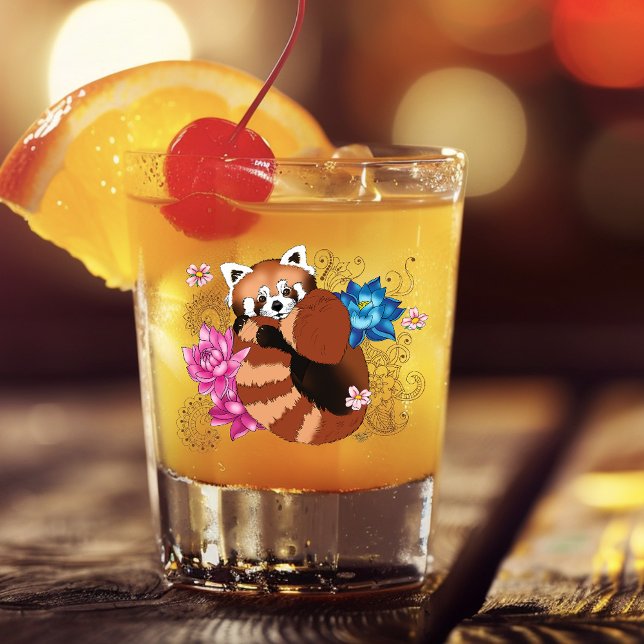Red Panda Lotus Flowers Henna Shot Glass (Creator Uploaded)