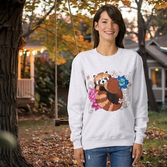 Red Panda Lotus Flowers Henna Sweatshirt (Creator Uploaded)