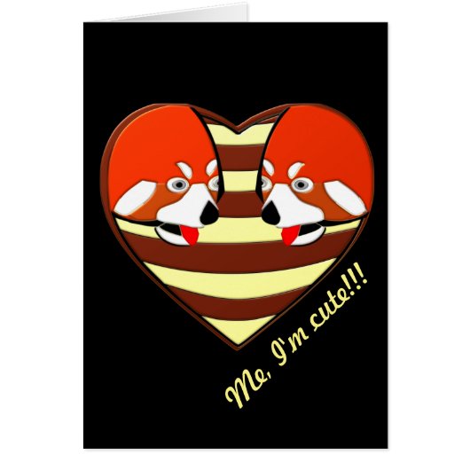 Red Panda Love heart Cards (Front)