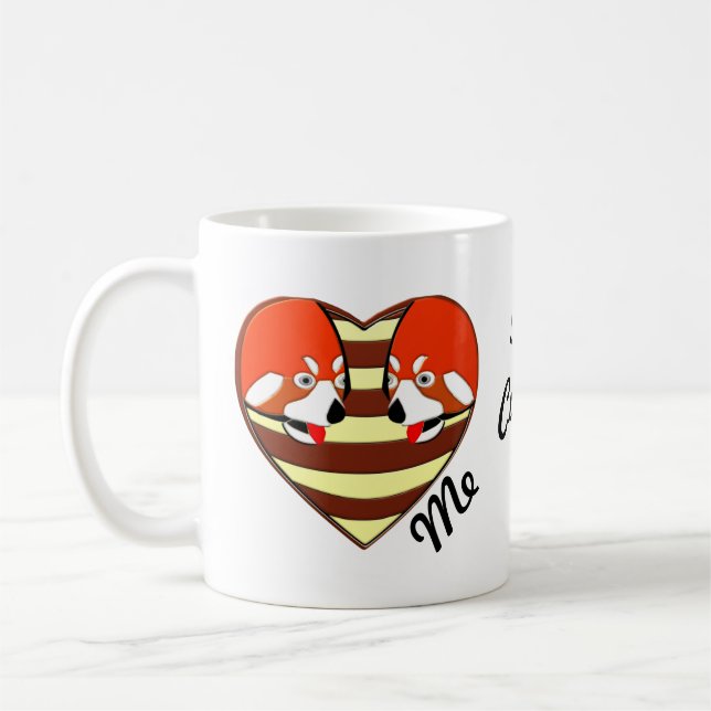 Red Panda Love heart Coffee Mug (Left)
