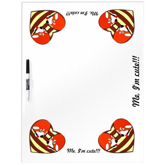 Red Panda Love heart Dry-Erase Board (Front)