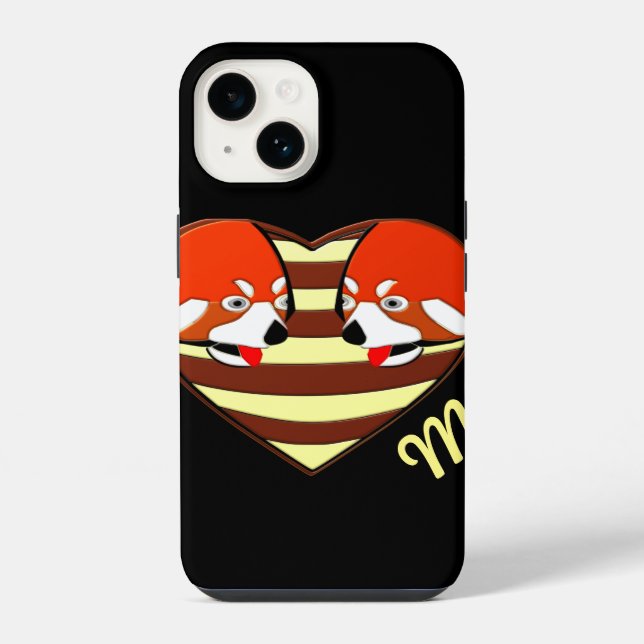 Red Panda Love heart Iphone Case (Back)