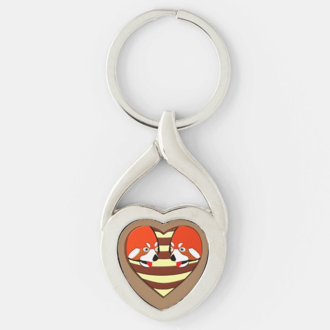 Red Panda Love heart Keychain (Front)